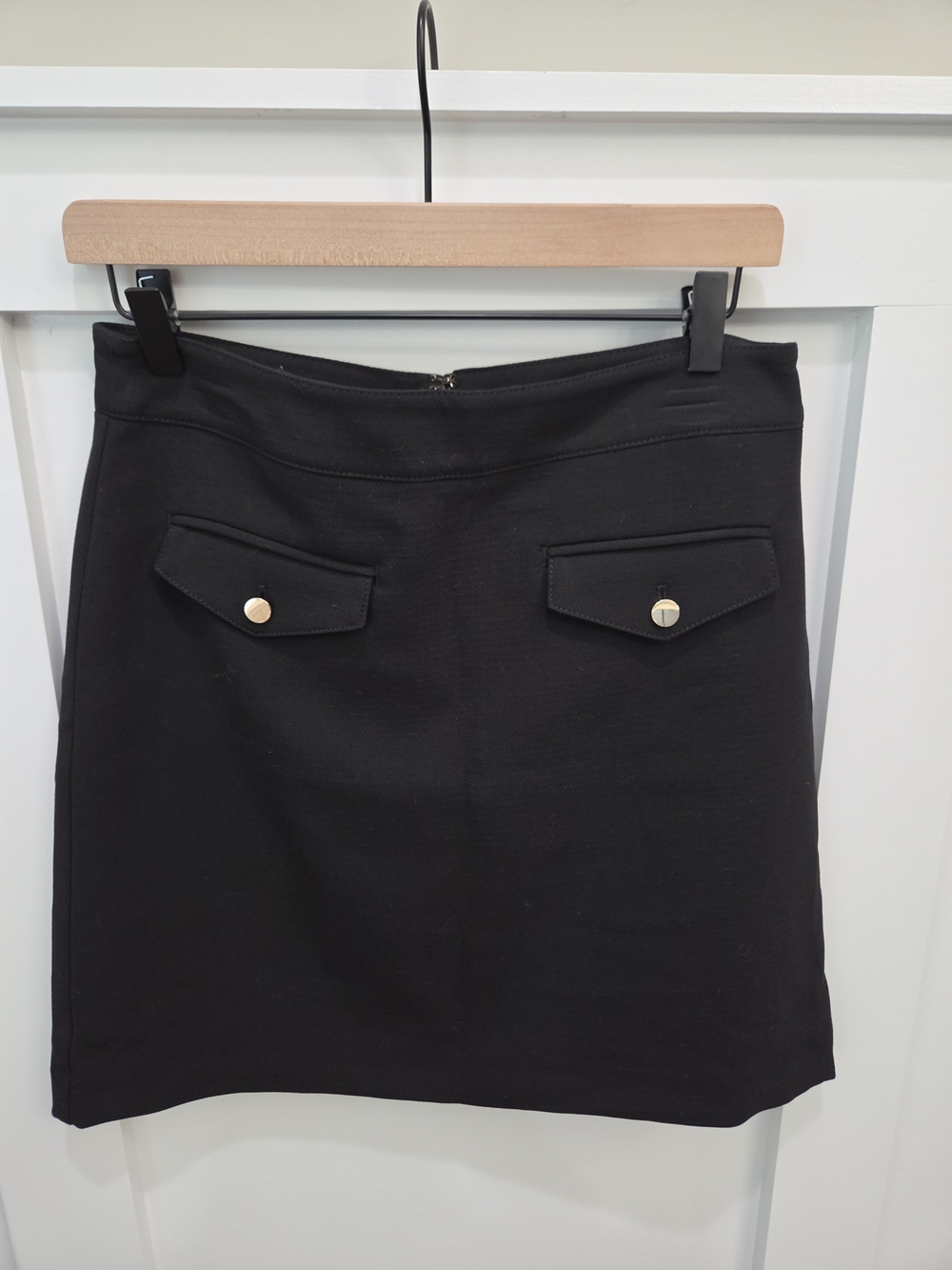LOFT Black Mini Skirt with Front Flap Pockets